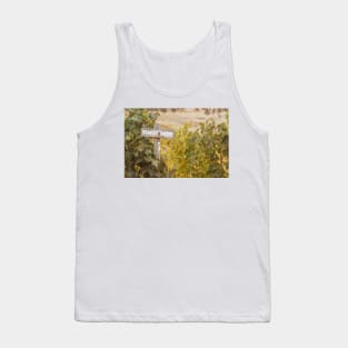 Pinot Noir Wine Painted Sign and Grapevines in Vineyard Tank Top